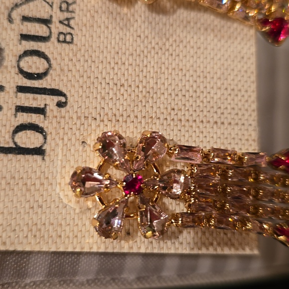 BIJOUX BRAND WOMEN'S POST DANGLING ROSE GOLD AND PINK CRYSTAL FASHION EARRINGS - Picture 10 of 11